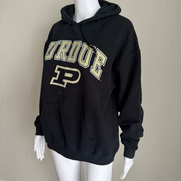Vintage Purdue Hoodie Sweater Black Gold Embroidered Pull Over NCAA College - Picture 1 of 7